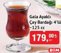 PAŞABAHÇE GALA 4'LÜ ÇAY BARDAĞI 125 CC